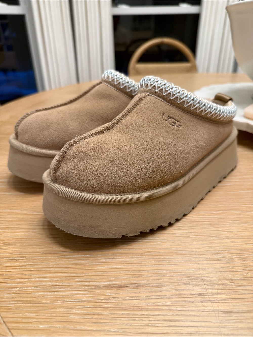UGG Taz II Tan Suede Platform Clog Mules
